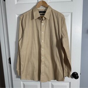 Nick Graham Stretch Modern Fit dress shirt, XL, yellow/blue check with floral